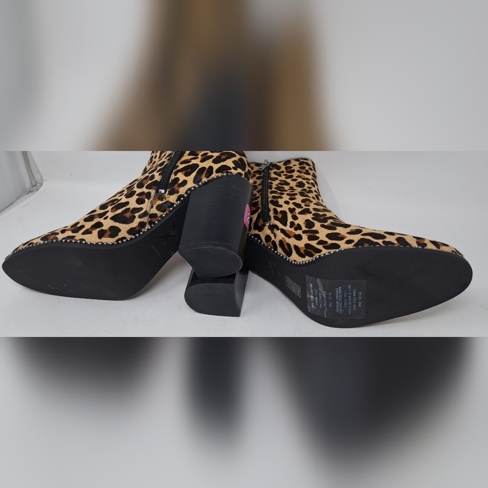 NWT Coach Drea Ankle Boots Bootie Zip Shoes Heels Leopard Calf Fur 8 US 38.5 EU - Picture 10 of 14